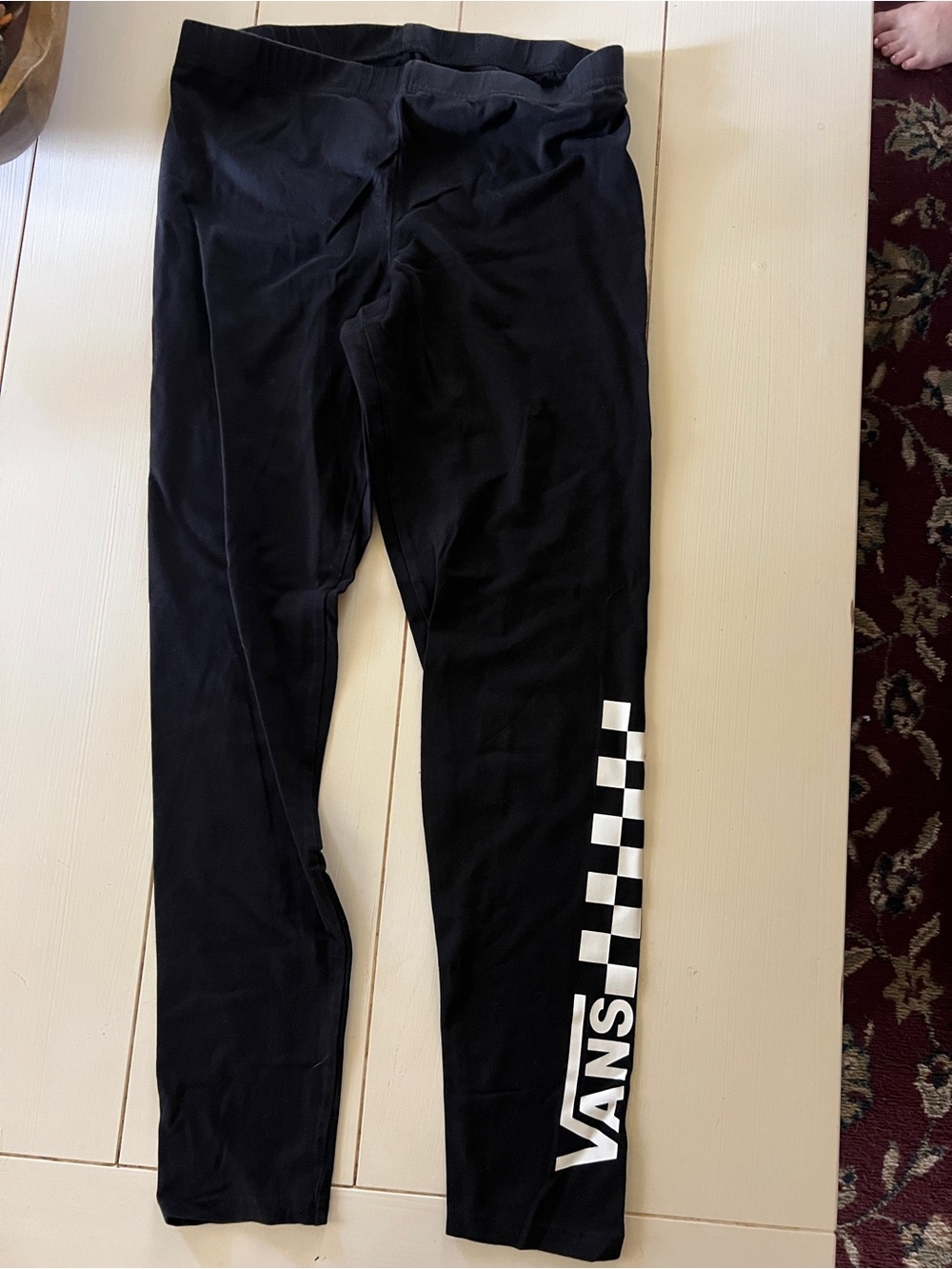 Vans Black Leggings with White Checkerboard Side Logo
